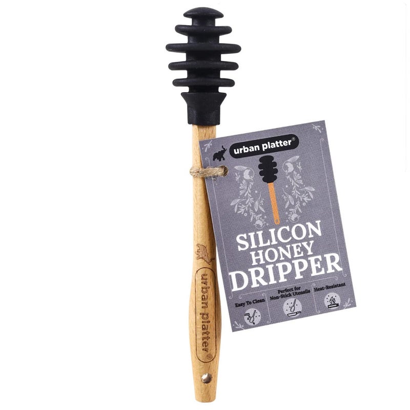 Urban Platter Silicone Dipper for Honey,Maple Syrup, Molasses, Melted Chocolate, Caramel Dippers Server [with Wooden Handle, Easy to Clean, Perfect for Non-Stick Utensils, Heat-Resistant] - Image 1