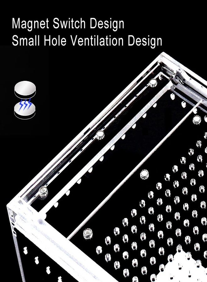 NANEEZOO Magnetic Acrylic Enclosure 10x6x6 Inch Tall Long Case Reptile Habitat Terrarium cage for Terrestrial Arboreal Tarantula Scorpion Sling Isopods Lizards Invertebrates Insect Mantis - Image 4