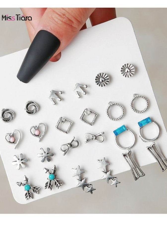MissTiara - 21 Pairs Combo Stud Earrings for Women and Girls -Multi-Colour - Image 1