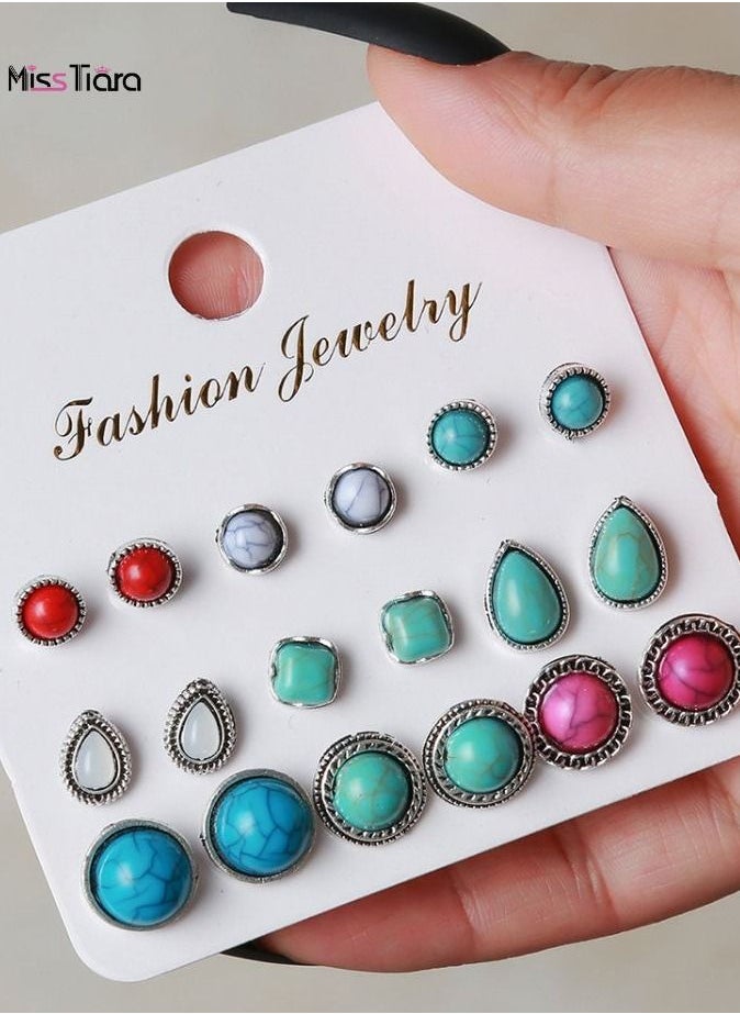 MissTiara - 21 Pairs Combo Stud Earrings for Women and Girls -Multi-Colour - Image 1