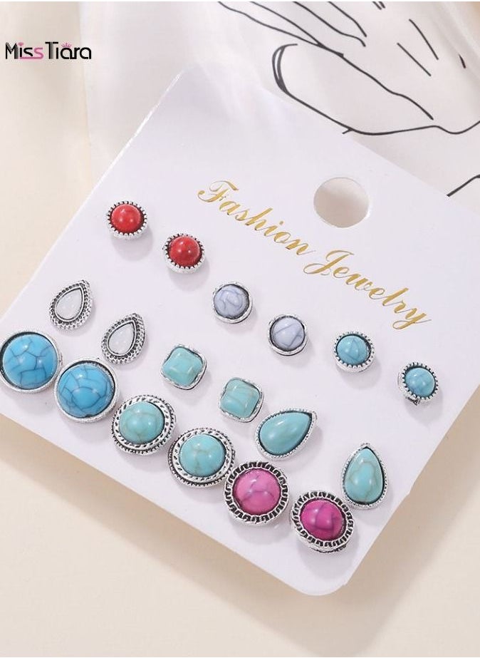 MissTiara - 21 Pairs Combo Stud Earrings for Women and Girls -Multi-Colour - Image 1