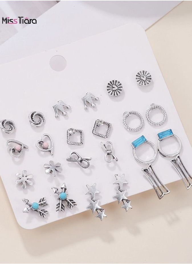 MissTiara - 21 Pairs Combo Stud Earrings for Women and Girls -Multi-Colour - Image 1