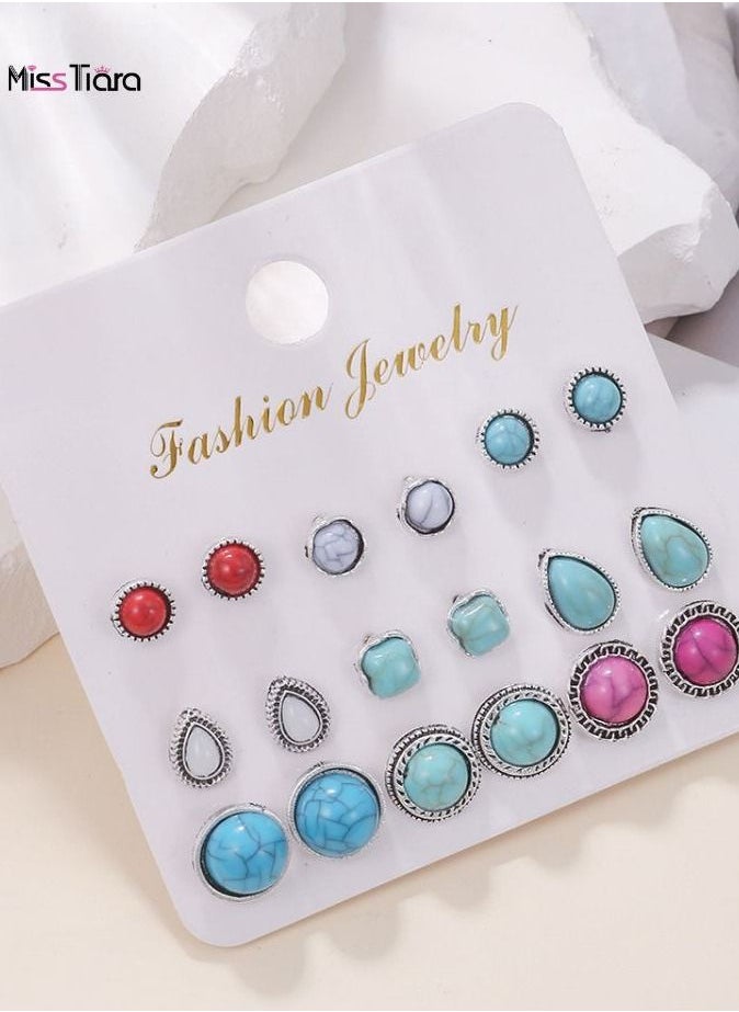 MissTiara - 21 Pairs Combo Stud Earrings for Women and Girls -Multi-Colour - Image 1