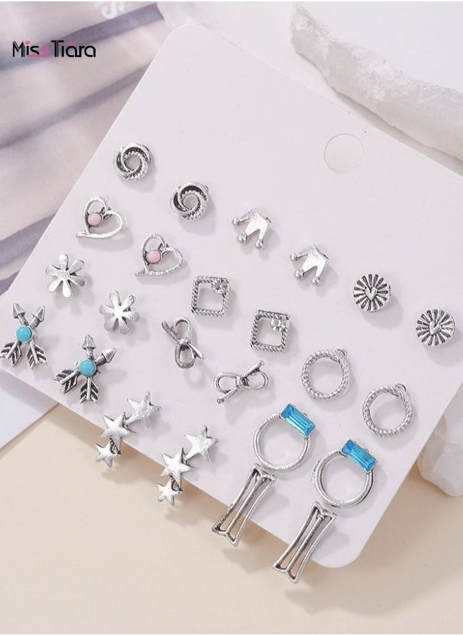 MissTiara - 21 Pairs Combo Stud Earrings for Women and Girls -Multi-Colour - Image 1