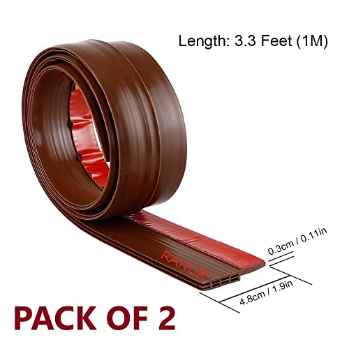 RANUR Self Adhesive Silicone Door Bottom Sealing Strip Guard for Home Door Protector for Home from Dust, Insects, Waterproof, Soundproof Door Seal, Door Air Blocker 1 Meter (1 Meter-Pack of 2, Brown) - Image 2