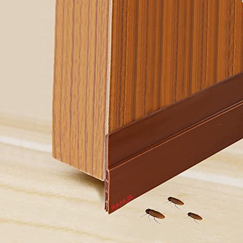RANUR Self Adhesive Silicone Door Bottom Sealing Strip Guard for Home Door Protector for Home from Dust, Insects, Waterproof, Soundproof Door Seal, Door Air Blocker 1 Meter (1 Meter-Pack of 2, Brown) - Image 1