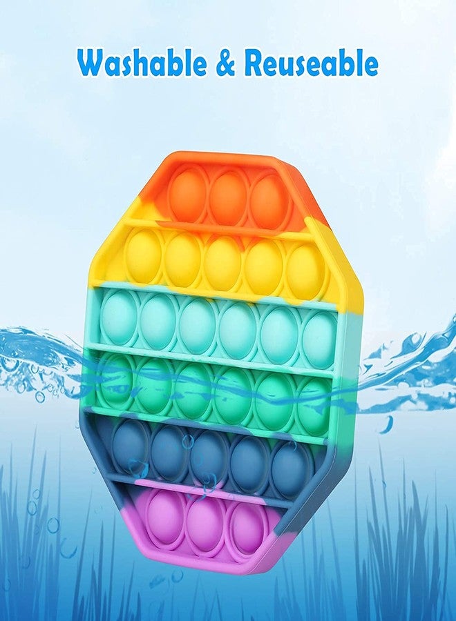 Little More LITTLEMORE Pop Fidget Toy Push it, Pop it Bubble Fidget Sensory Toy for Kids and Adults Fidget Popper Stress Reliever Sensory Fidget Poppers (pop it (Hexagon Rainbow)-N) - Image 4