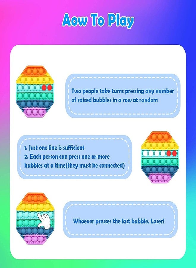 Little More LITTLEMORE Pop Fidget Toy Push it, Pop it Bubble Fidget Sensory Toy for Kids and Adults Fidget Popper Stress Reliever Sensory Fidget Poppers (pop it (Hexagon Rainbow)-N) - Image 3