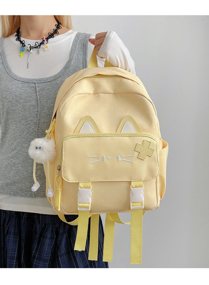 Girls' Lightweight Cat Ear School Backpack for Primary Students, Casual Daypack - Image 3