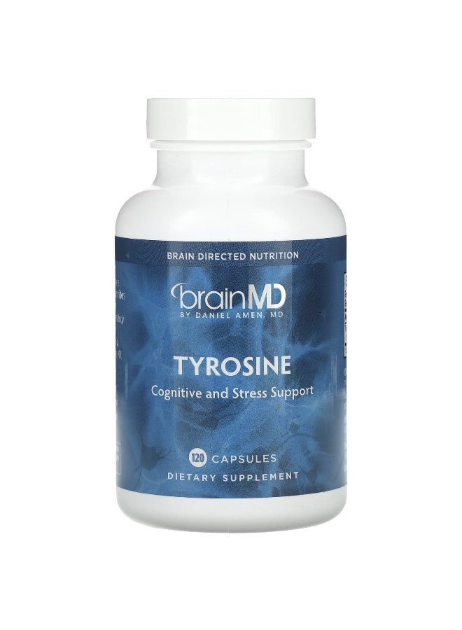 BRAINMD براين إم دي، تيروزين، 1,000 ملغ، 120 كبسولة (500 ملغ لكل كبسولة) - Image 1