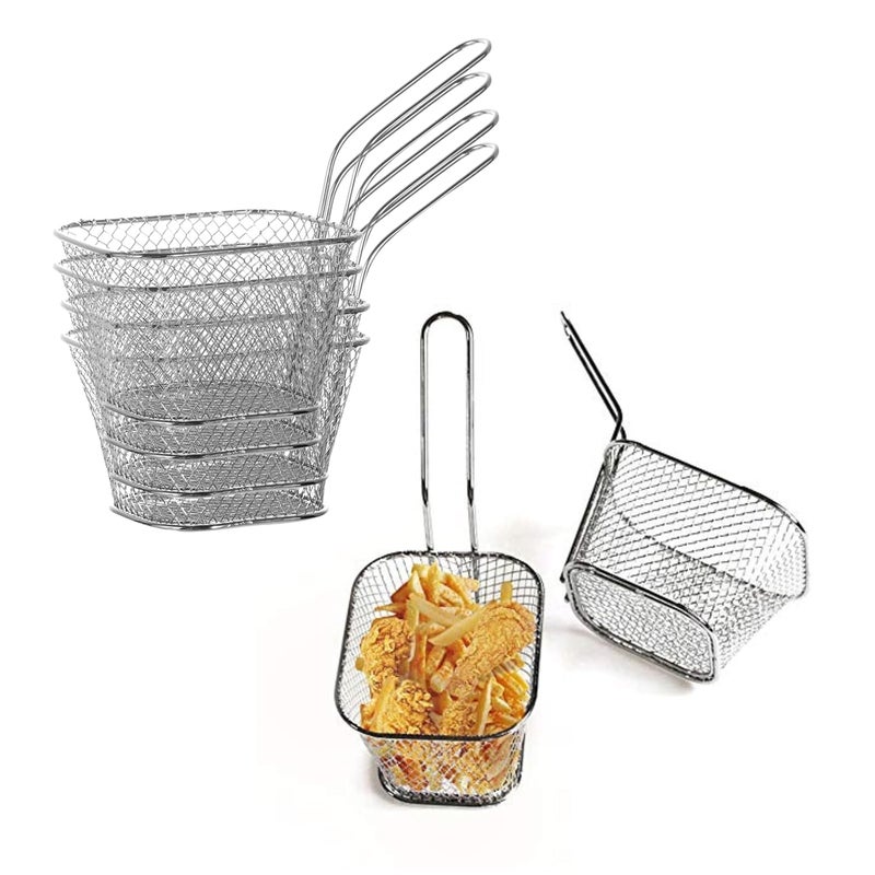 Yongrow French fries blue mini stainless steel square fried food filter suitable for kitchen restaurant party barbecue 2 pieces - Image 1