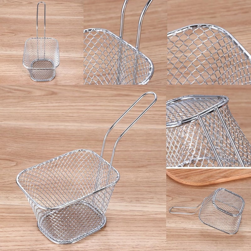 Yongrow French fries blue mini stainless steel square fried food filter suitable for kitchen restaurant party barbecue 2 pieces - Image 4