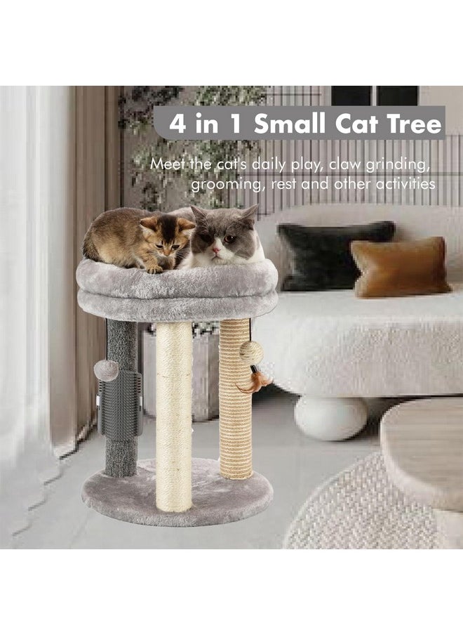 MECOOL MECOOL 4in1 Small Cat Tree,Scratching Post with Tower Soft Bed, Sisal Carpet Jute Posts with Three Hanging Ball Toys and Massage Brush for Indoor Cats and Kittens  - Image 2