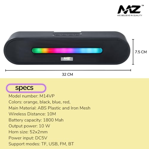MZ M14VP (Portable Home TV SOUNDBAR) Dynamic Thunder Sound 1800mAh Battery 10 W Bluetooth Soundbar (Multicolor, Stereo Channel) - Image 5
