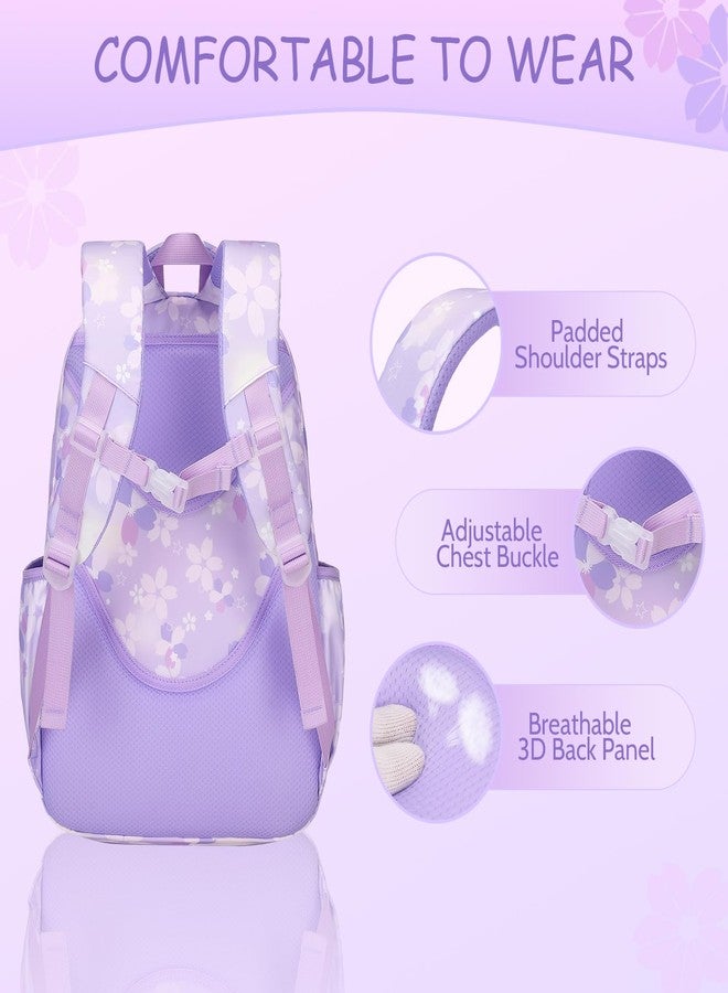 ACESAK Kids School Backpack for Girls, Bookbag Backpack with Lunch Box & Pencial Pouch Set for Girls Kids Teens Elementary Middle School Student, Girl Backpacks for Schools (Purple) - Image 4