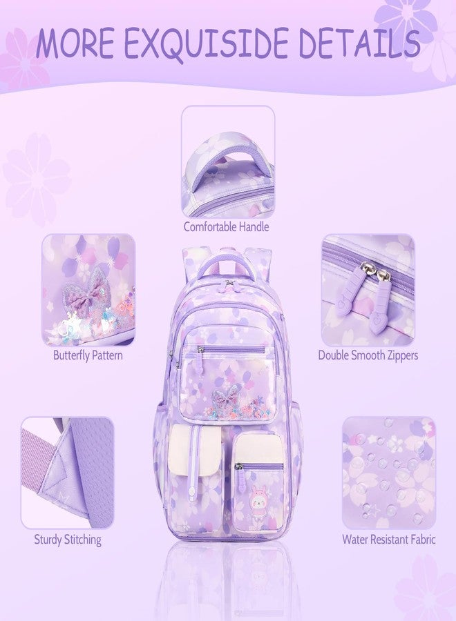 ACESAK Kids School Backpack for Girls, Bookbag Backpack with Lunch Box & Pencial Pouch Set for Girls Kids Teens Elementary Middle School Student, Girl Backpacks for Schools (Purple) - Image 3