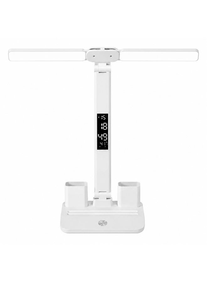 LED Desk Lamp for Reading, Studying, and Working – Features 3 Lighting Modes, Adjustable Brightness, Touch Control, Flexible Foldable Arm, Digital Clock, Alarm, and Pen Holder; USB-Powered. - Image 1