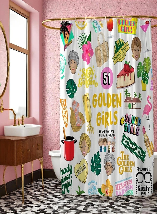 TSLOVER The Golden Girls Shower Curtain,Tv Show Golden Girls Merchandise Gifts for Fans Women Friends,Funny Waterproof Polyester Fabric Bathroom Decor Accessories,72x72 Inch - Image 1