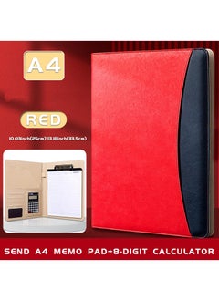 Loquat A4 Multifunctional Leather Folder Sales Folder Office Binder With Calculator And A4 Note Paper  - Image 1