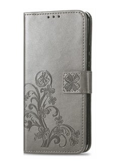 Generic For INFINIX Hot 10 Play Four-leaf Clasp Embossed Buckle Mobile Phone Protection Leather Case with Lanyard & Card Slot & Wallet & Bracket Function(Gray)  - Image 1