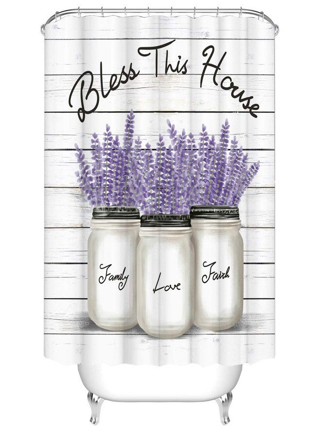 RnnJoile Purple Shower Curtains Lavender Bath Curtain Lilac and Gray Bathroom Decor for Country Farmhouse with Hooks 72" x 72" - Image 5