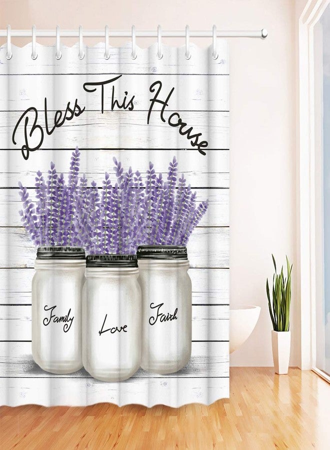 RnnJoile Purple Shower Curtains Lavender Bath Curtain Lilac and Gray Bathroom Decor for Country Farmhouse with Hooks 72" x 72" - Image 4