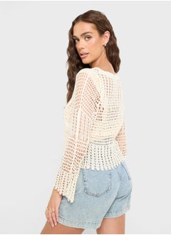 Ginger Crochet Knitted Button Down Top  - Image 2