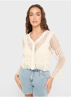 Ginger Crochet Knitted Button Down Top  - Image 1