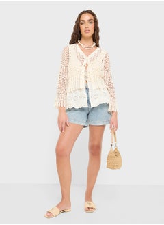 Ginger Crochet Knitted Button Down Top  - Image 4