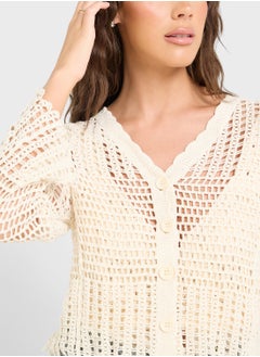 Ginger Crochet Knitted Button Down Top  - Image 3