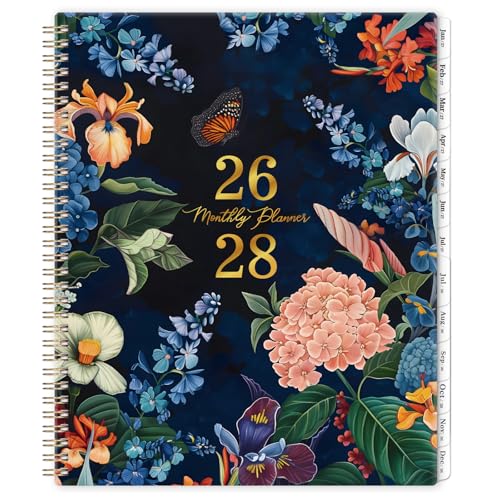 Vondafe Monthly PlannerCalendar 20262028 Monthly Calendar 20262028 July 2026 June 2028 9 x 11 2 Years monthly Planner with Tabs Contacts Back Pocket Twinwire Binding Floral - Image 1