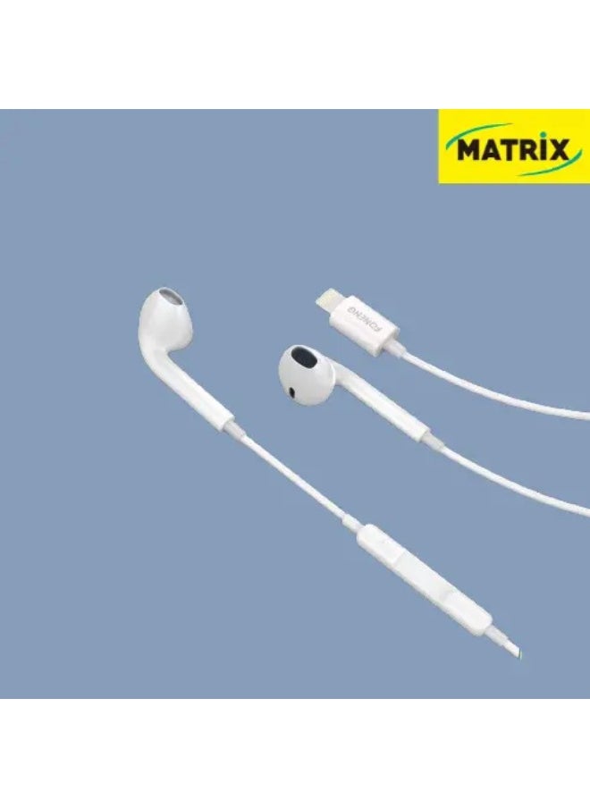 MATRIX MX40 Earphone with Lightning Port | Direct Connection Without Bluetooth - 1.2M Wire Length - White  - Image 2