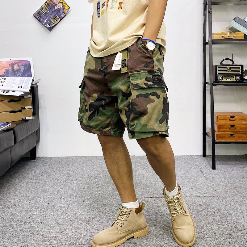 Summer American Style Multi-Pocket Camouflage Workwear Shorts Men'S Trendy Brand Ins Yu Wenle Casual Pants Loose Pants - Image 1
