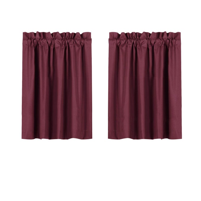 BLACKOUT TIERS CURTAIN FOR CHRISTMAS SMALL WINDOW ROD POCKET KITCHEN CURTAINS ROOM DARKENING SHORT CURTAINS FOR BEDROOM BURGUNDY 30 INCH X36 INCH 2 PANELS