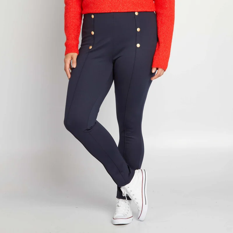 Kiabi Leggings With Gold-Coloured Buttons Blue