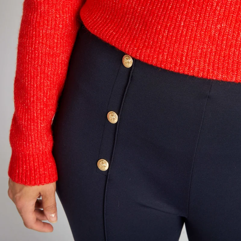Kiabi Leggings With Gold-Coloured Buttons Blue