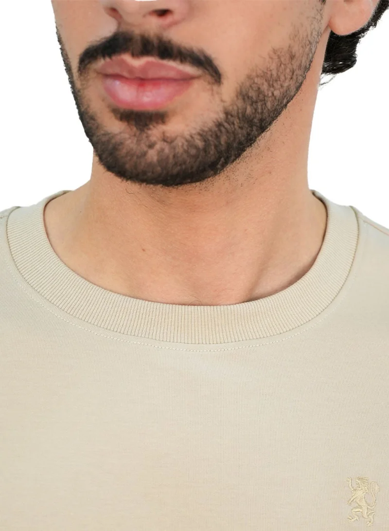 GIORDANO  Men’s Relaxed Interlock Crew Neck Tee with Embroidery for Men | Best Price UAE