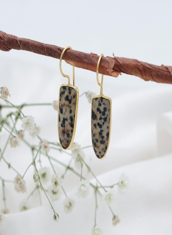 Dua Dalmatian Jasper Earrings - Gold-Plated Handcrafted Statement Jewelry - Image 2