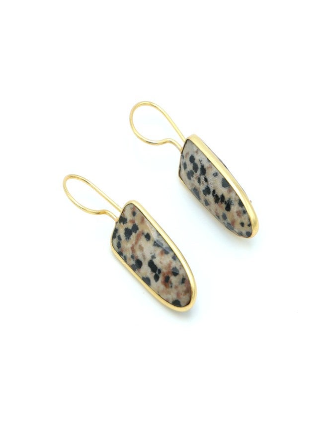 Dua Dalmatian Jasper Earrings - Gold-Plated Handcrafted Statement Jewelry - Image 5