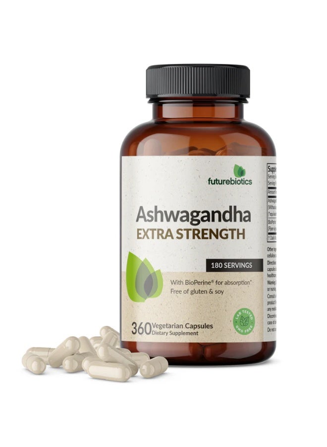 فيوتشر بايوتكس أشواغاندا قوة إضافية، لتحسين النوم ويساعد الجسم على إدارة التوتر، ودعم الجهاز المناعي، ٣٦٥ كبسولة - Image 1