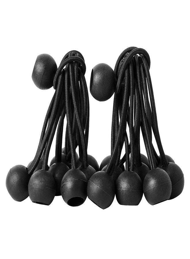 HSTECH 16 Pack Bungee Balls Cords, Black Ball Bungee Heavy Duty Heavyweight 4 inches Tarp Bungee Cords, Weather Resistant Tie Down Strap Diameter 4mm for Canopy, Tarp, Camping, Straps, Tent, Poles and Wires - Image 3