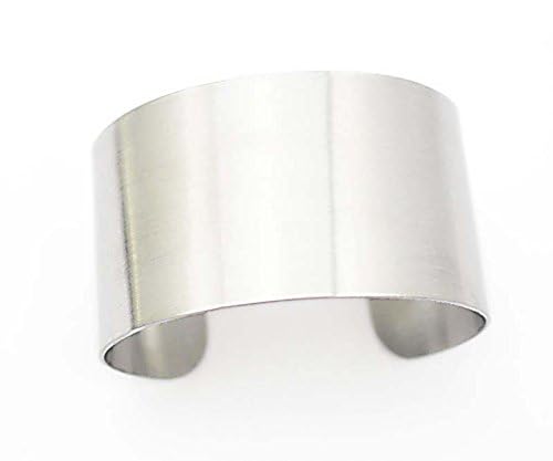 COUYA Women's Fashion 316L Stainless Steel Polished Matt Satin Cuff Bangle Bracelet 38mm Wide - Image 4