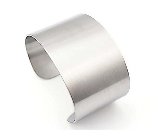 COUYA Women's Fashion 316L Stainless Steel Polished Matt Satin Cuff Bangle Bracelet 38mm Wide - Image 5