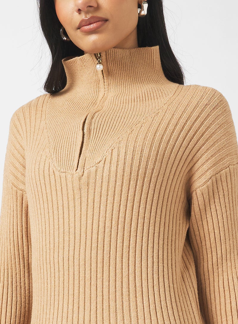 جينجر سترة مضلعة بسحاب نصفي - Image 3