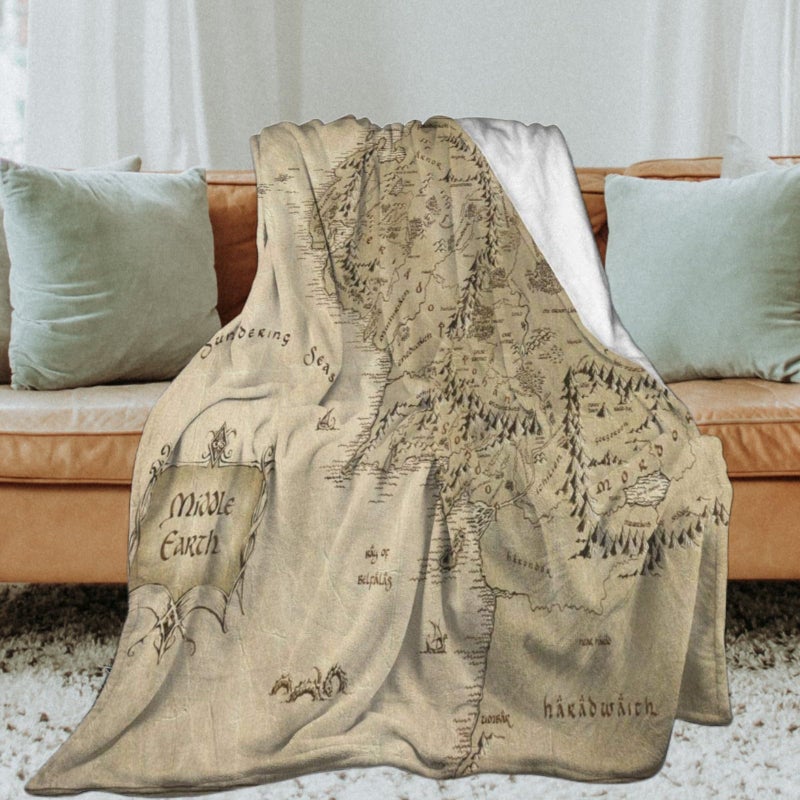 Fcteap Sofa Throw Blanket for Women Flannel Soft Lightweight Warm Shawl Thick Knitted Plush Cozy Comfy Decorative Map Throw Blanket for Couch Bed Queen King Size (60x50 Inches) - Image 1