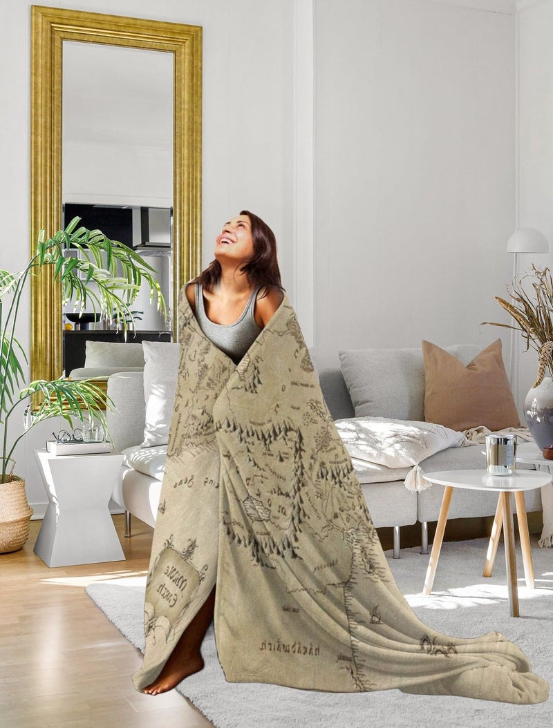 Fcteap Sofa Throw Blanket for Women Flannel Soft Lightweight Warm Shawl Thick Knitted Plush Cozy Comfy Decorative Map Throw Blanket for Couch Bed Queen King Size (60x50 Inches) - Image 4