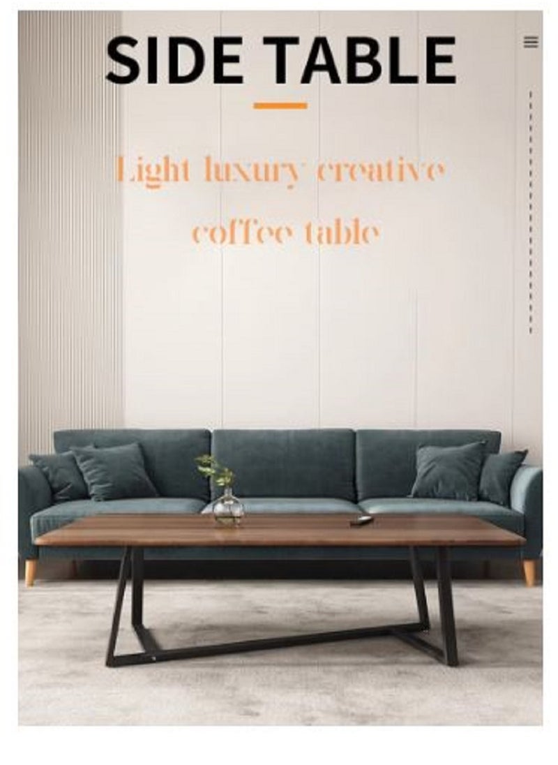AGD - Rectangular Coffee Table with Steel Frame Legs and Stylish Large Desktop, Stable Load-bearing Light Luxury Creative Tea Table, Suitable for Living Room, Office and Reception Room 120 x 60 x 45 cm - Image 1