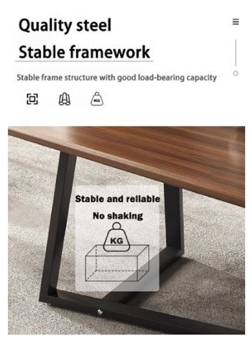AGD - Rectangular Coffee Table with Steel Frame Legs and Stylish Large Desktop, Stable Load-bearing Light Luxury Creative Tea Table, Suitable for Living Room, Office and Reception Room 120 x 60 x 45 cm - Image 1