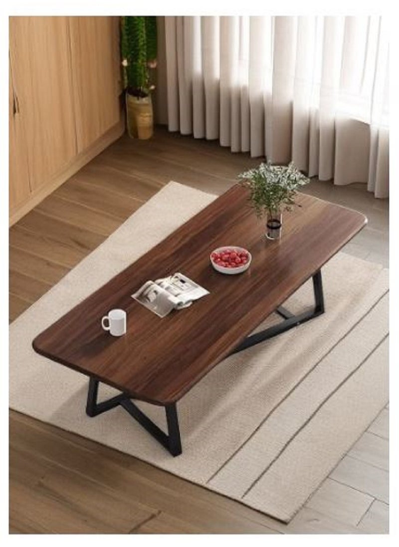 AGD - Rectangular Coffee Table with Steel Frame Legs and Stylish Large Desktop, Stable Load-bearing Light Luxury Creative Tea Table, Suitable for Living Room, Office and Reception Room 120 x 60 x 45 cm - Image 1