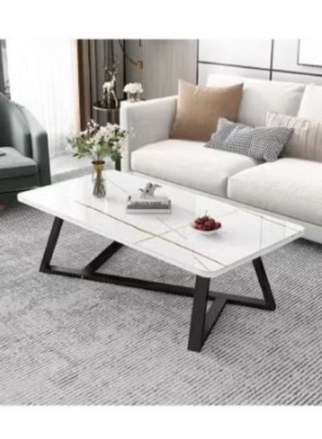 AGD Rectangular Coffee Table with Steel Frame Legs and Stylish Large Desktop, Stable Load-bearing Light Luxury Creative Tea Table, Suitable for Living Room, Office and Reception Room 120 x 60 x 45 cm - Image 1